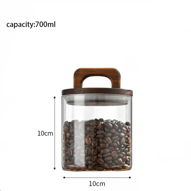 SealNest™ Glass Storage Jar with Wooden Lid – Airtight Kitchen Canister for Coffee, Tea, Spices & More