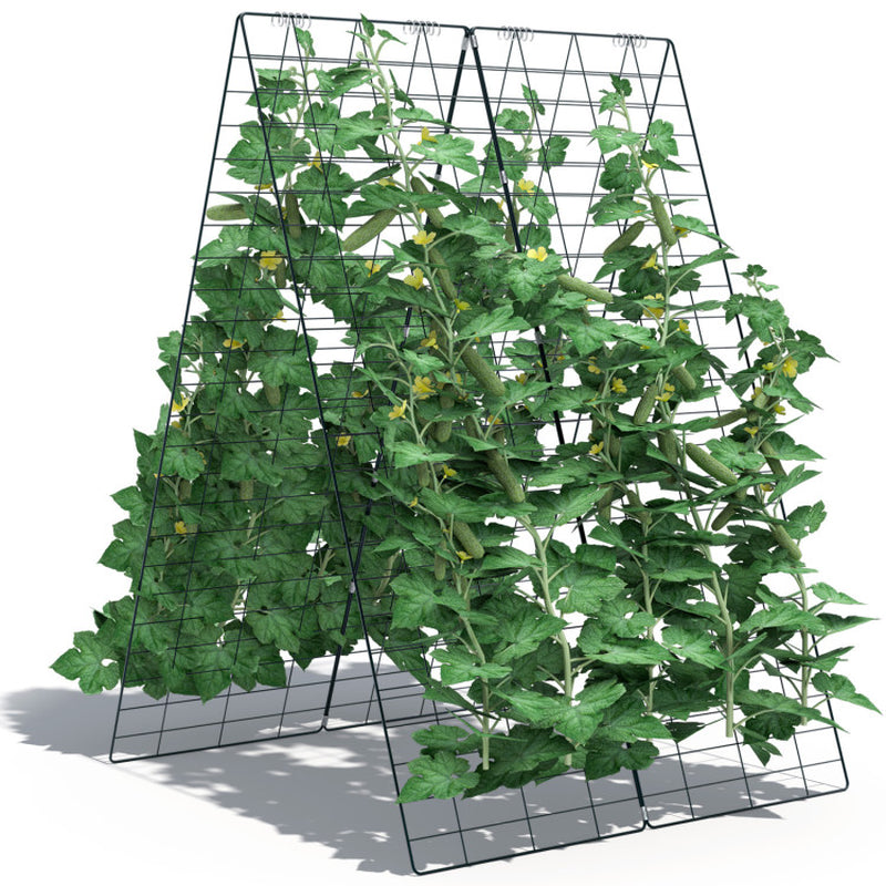 2 Pieces Foldable A-Frame Trellis Plant Supports with Twist Ties