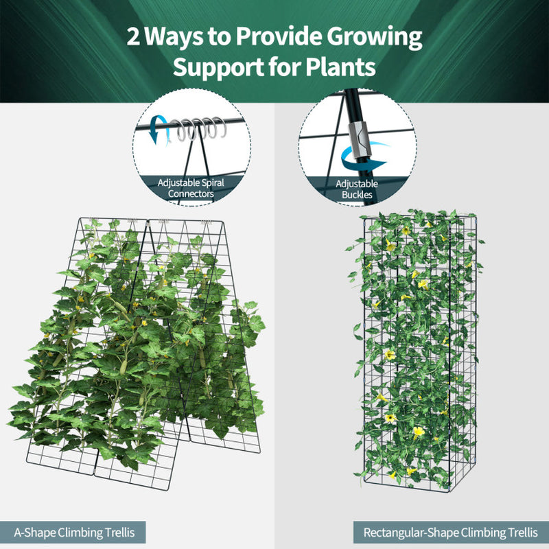 2 Pieces Foldable A-Frame Trellis Plant Supports with Twist Ties