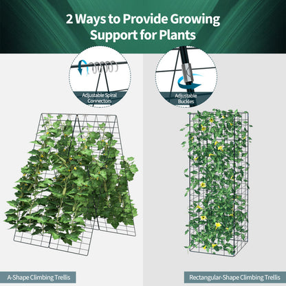 2 Pieces Foldable A-Frame Trellis Plant Supports with Twist Ties