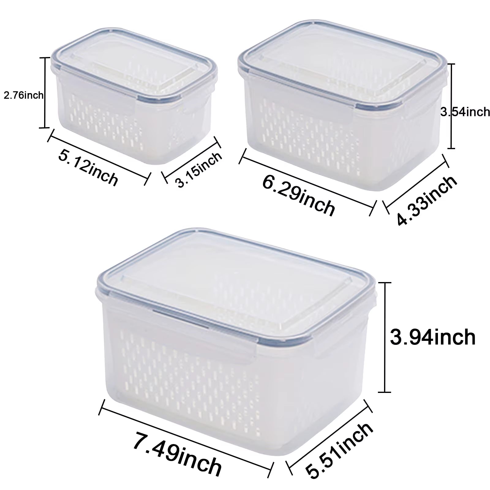 3-Pack Fridge Storage Containers – Keep Your Produce Crisp, Clean, and Organized