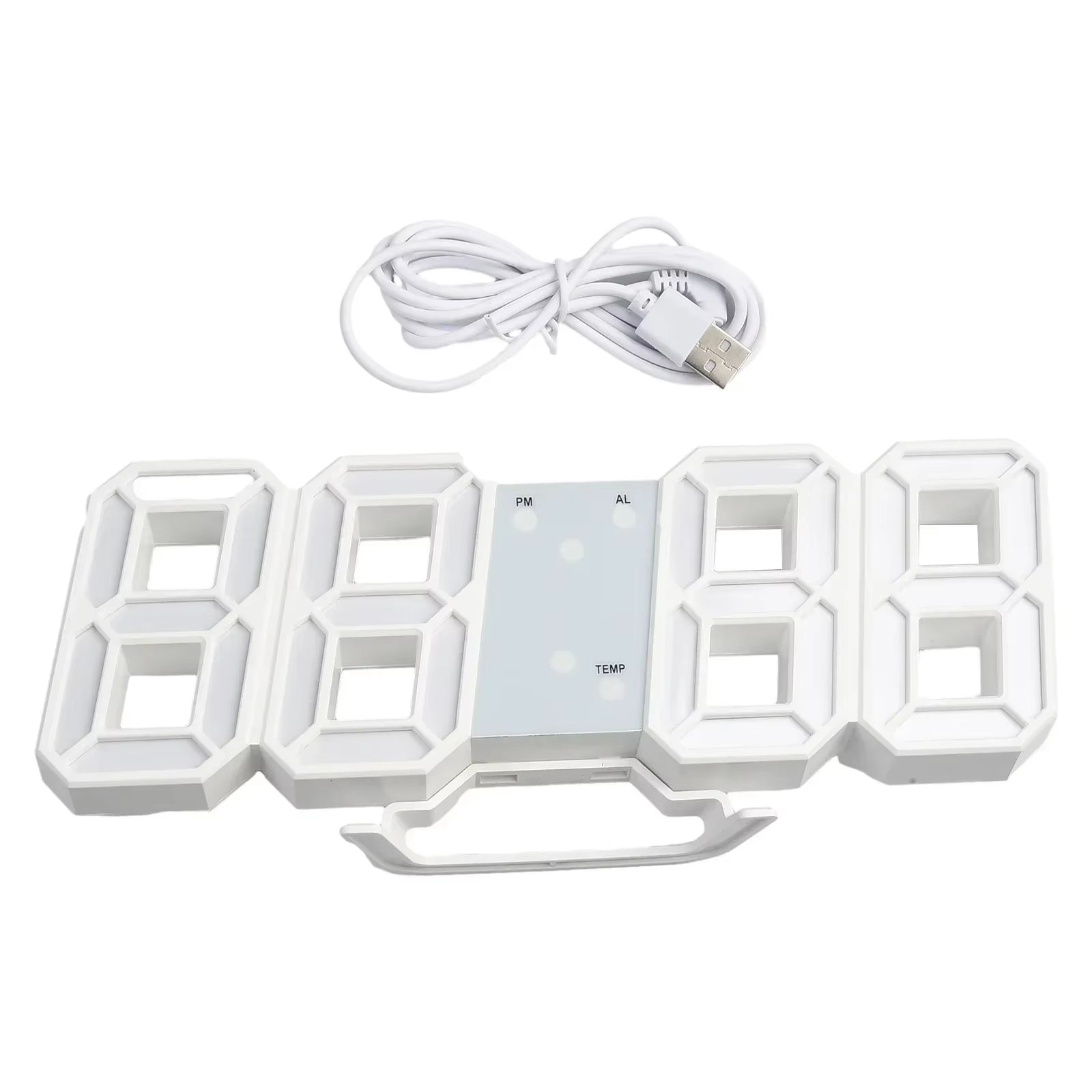 LED Wall Clock 23.5*9.3*1.8Cm Oversize 3D Modern Digital 24/12 Hour Display Timer Alarm Home USB Brightness Adjustable