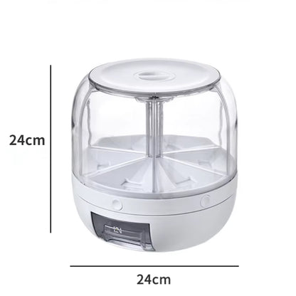FreshKeep™ 360° Rotating Rice & Grain Dispenser – 6KG Airtight Moisture-Proof Food Storage Container
